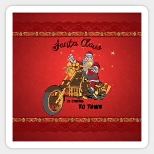 Santa Claus is coming on a motorcycle Sticker